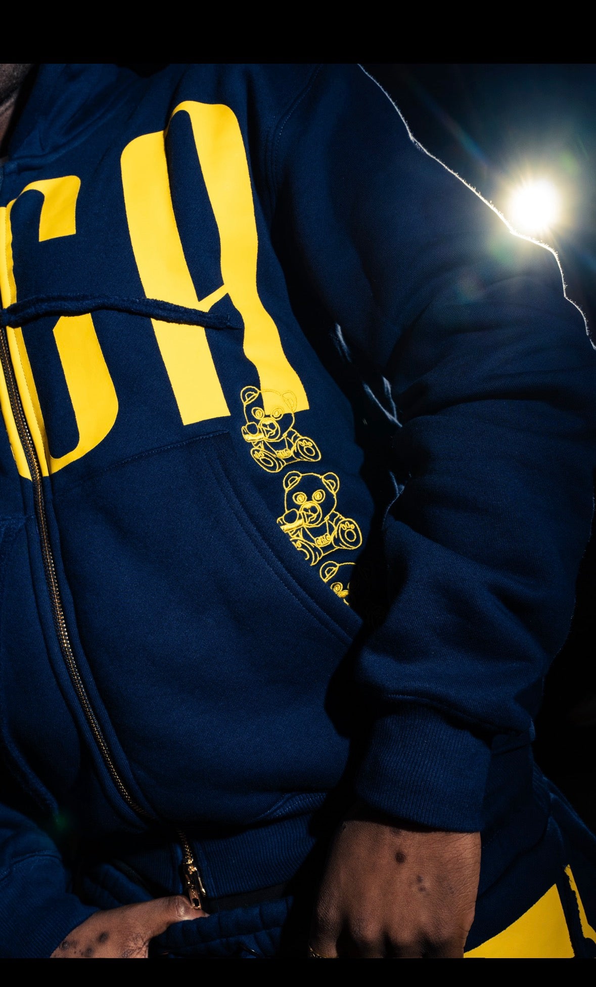 STILL STACKIN V3 ZIP-UP HOODIE *NAVY/YELLOW*