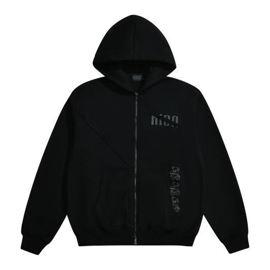 STILL STACKIN V2 ZIP-UP HOODIE *BLACK*